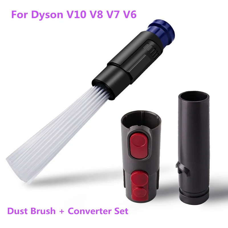 Blue with Converter Универсальная вакуумная щетка для пыли с насадкой для пылесоса Dyson V10 V8 V7 или V6, Сменный Адаптер для пылесоса - Цвет: Blue with Converter