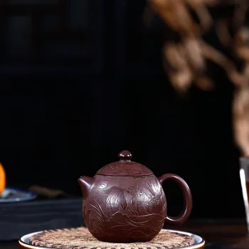 

Pottery Teapot Famous Full Manual Raw Ore Purple And Zhu Mud Goldfish Dragon Egg Pot Kungfu Online Teapot Tea Set Suit Gift