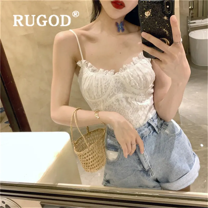 

RUGOD 2019 New women tops sexy tan top women lace V neck waist slim camis party backless top