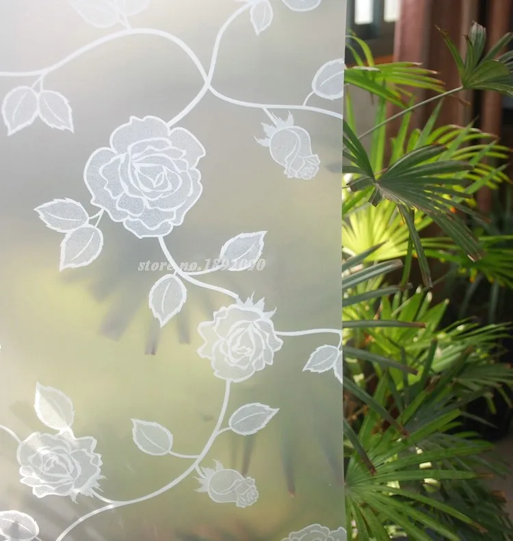 Горячее предложение 45*200 см/17,"* 78,8" Стеклянная оконная пленка для украшения дома самоклеящийся матовый стикер для стекол белый цветок ST065