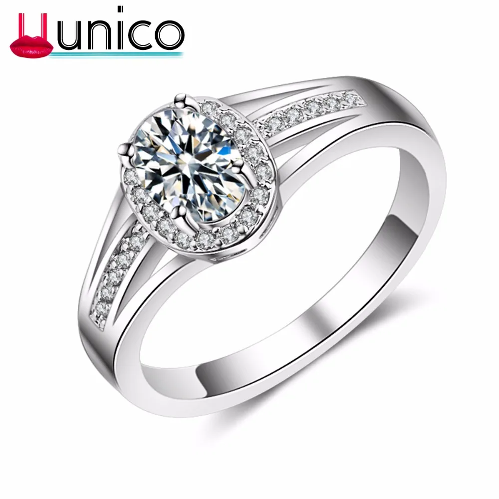 

2018 propose Classic Luxury Real Solid zircon Rings 0.75 Ct oval Zircon Rings Engagement For Women Wedding accessories Jewelry.