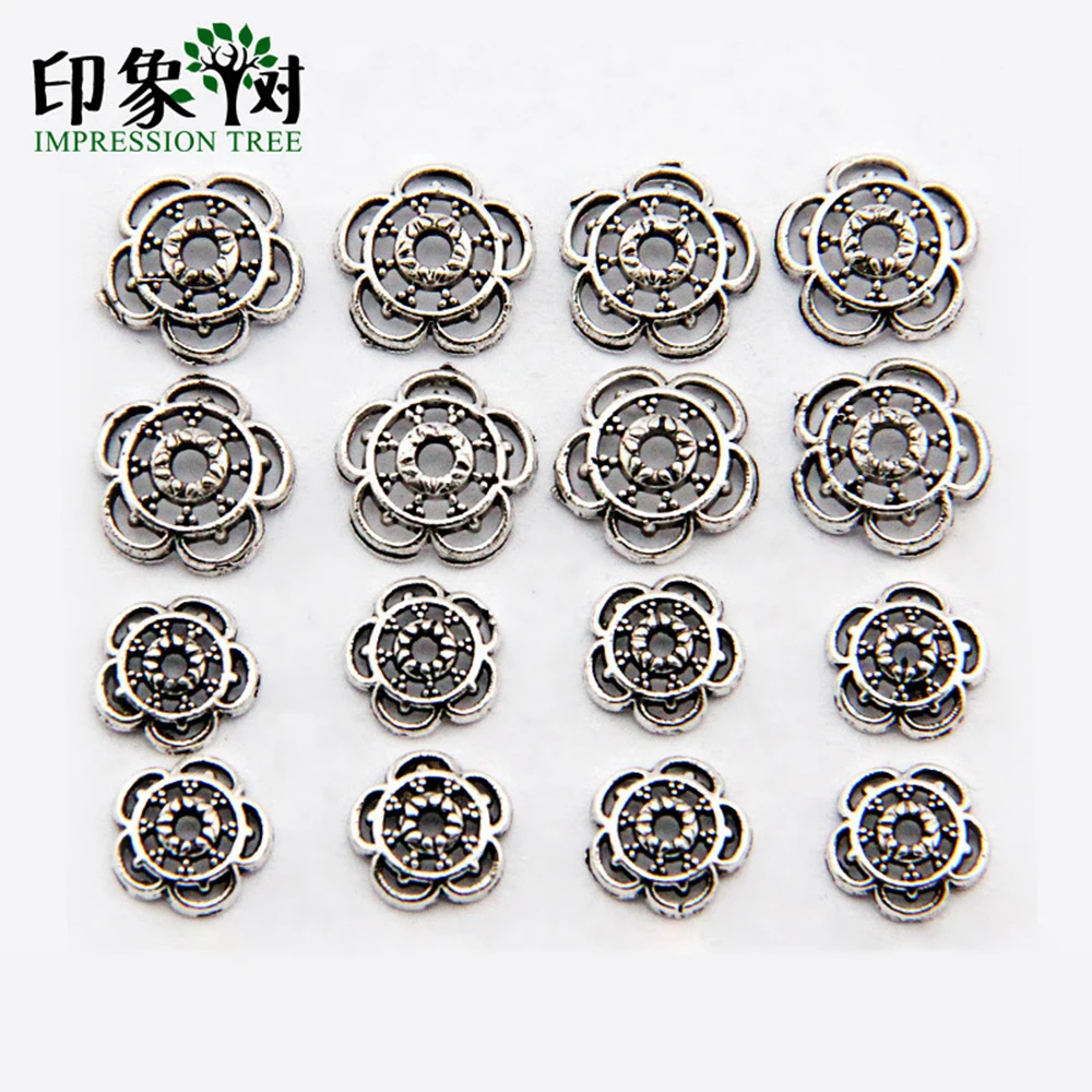 

10pcs/lot Dia 8mm 10mm ancient silver hollow flower torus accessories for DIY jewelry making supplies 727