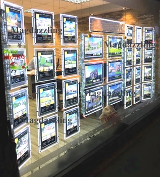 

24PCS A4 Vertical+ 6PCS A3 Landscape Single Side Real Estate Acrylic Frame LED Illuminated Window Display Light Panels Boxes