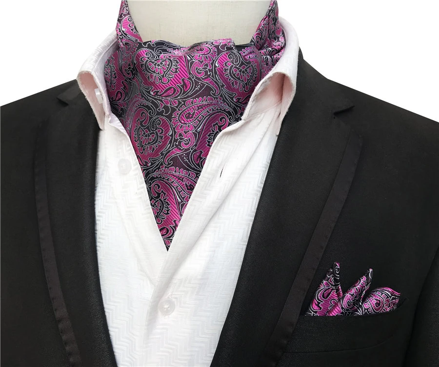 2 Pcs/Set Luxury Men Formal Scarf Set Rose Red Paisley Woven Scarves with Handkerchief for Wedding paul smith scarves