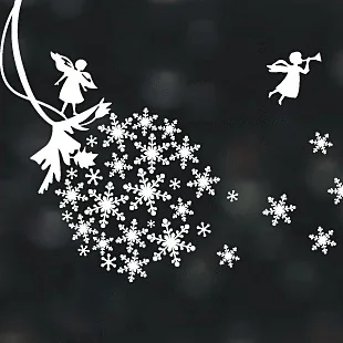 DCTAL Christmas Sticker X mas Decal Posters Vinyl Wall Decals Decor Mural Glass Shop Window Home Decoration
