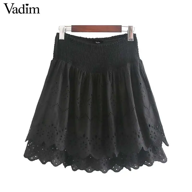Женское элегантное платье vadim платье с вышивкой с вырезами ушко Эластичная Высокая талия белый черный женские стильные юбки BA715