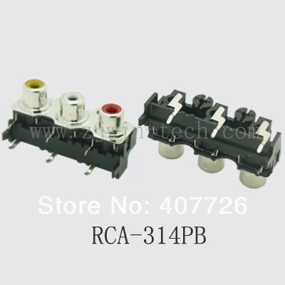 

(2PCS/PACK) RCA jack connector female audio/video jack three hole RCA-314PB (yellow+white+red)