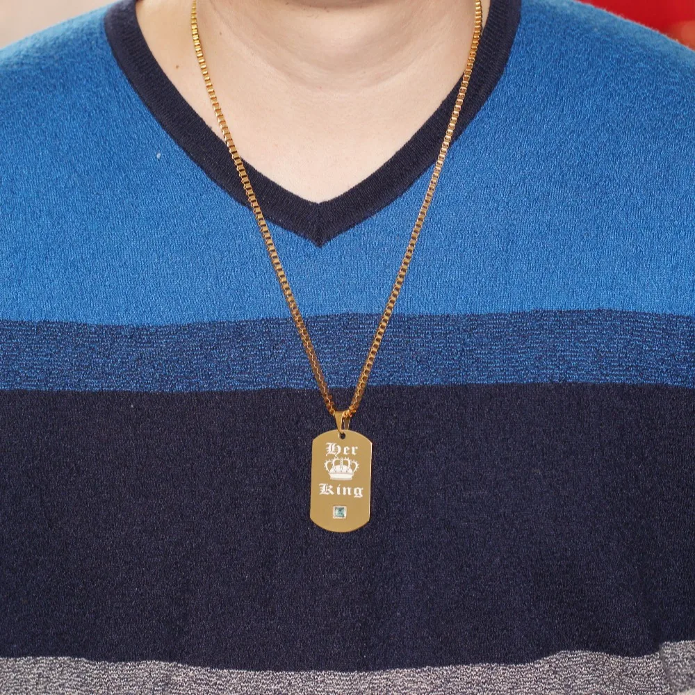 Uloveido ее король и его ожерелье с надписью Queen& Подвески Титан пара золото Цвет Цепочки и ожерелья Нержавеющая сталь подвеска подарки SN118