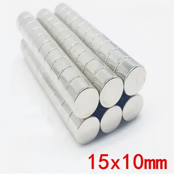 

LEDERE 50pcs 15x10 Neodymium N35 Dia 15mmX10mm Strong Magnets Disc NdFeB Rare Earth For Crafts Models Fridge Sticking 15*10