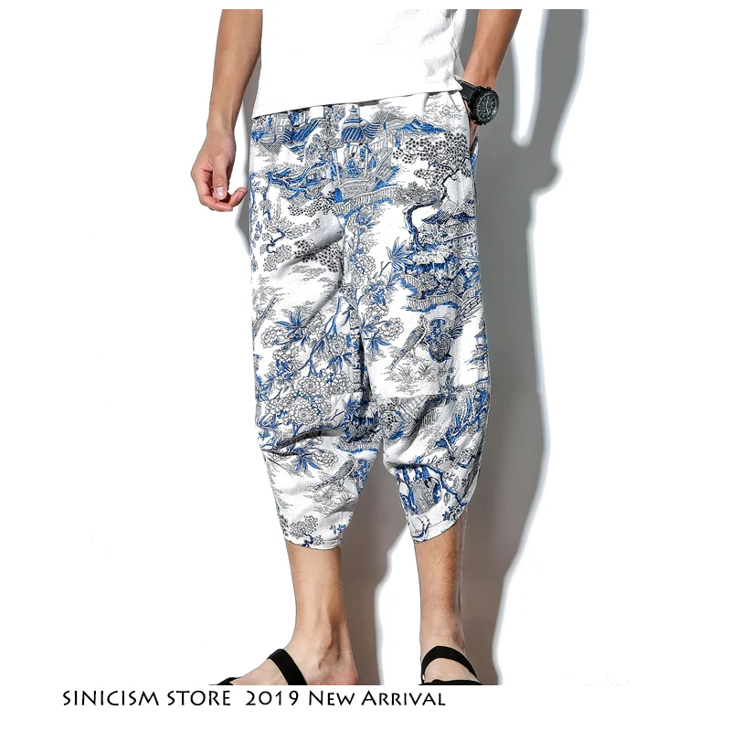 Sinicism Store, мужская летняя уличная одежда, Harajuku,, укороченные штаны, Япония, джоггеры, мужские, китайский стиль, с принтом, спортивные штаны, большие размеры