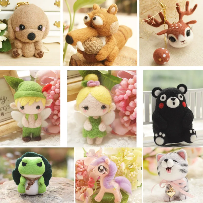 

1SET Handmade Toy Animal Felt Craft DIY Poked Set Handcraft Wool Felt DIY Package Felting wool Needle Material Pack