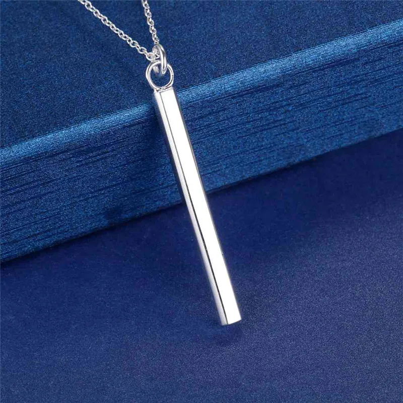 Top Quality Pure Silver Jewelry Strip Pendant tatement Necklace Collar