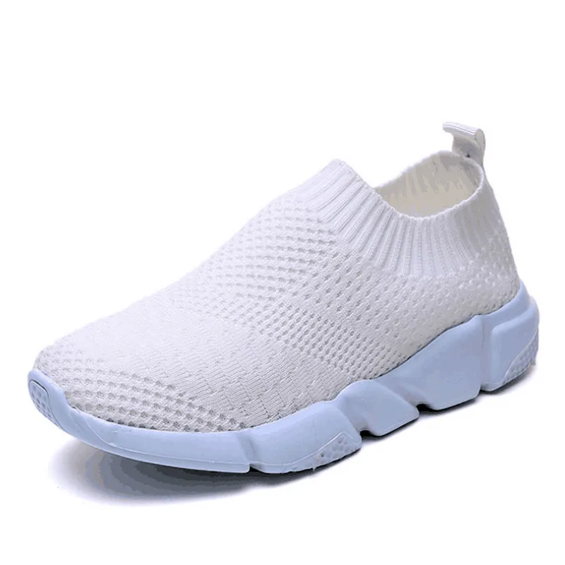 

2019 spring and autumn new flat-bottom casual large size knitted breathable women's shoes