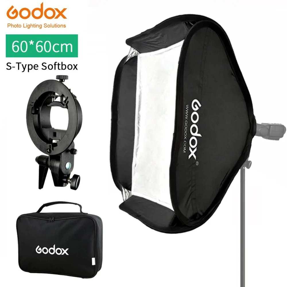 GODOX 60x60 см 24*24 дюйма складной софтбокс комплект с S типа Кронштейн стабильный Bowens держатель для вспышки камеры