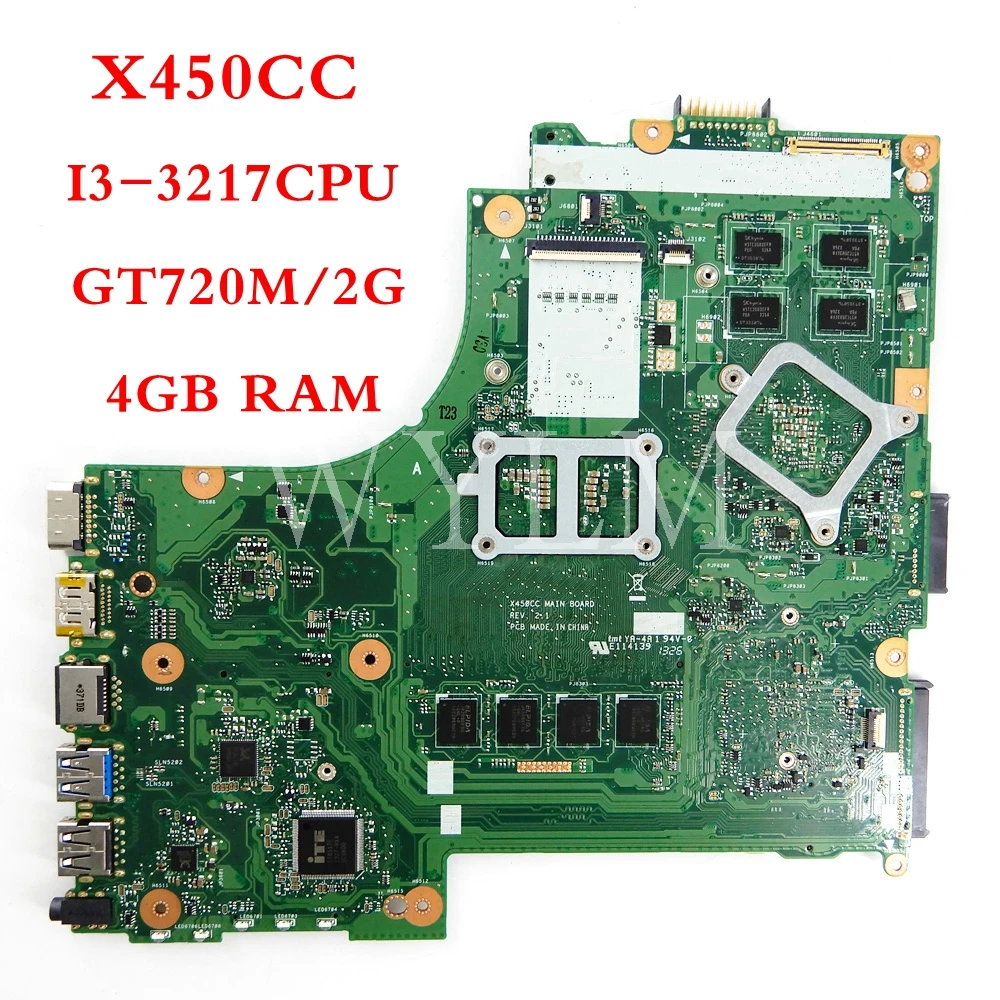  X450CC motherboard 4GB RAM I3-3217CPU GT720M/2G mainboard REV2.1 For ASUS X450CC X450C Y481C X450 L