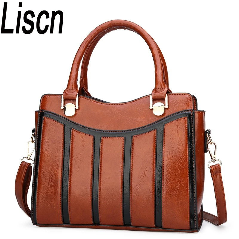 

2018 autumn new personality splicing retro large capacity fashion versatile shoulder slung simple atmospheric handbags high qual