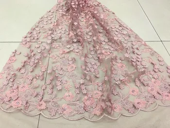 

3d flower France Nigeria lace fabric 2018 high quality tulle African lace fabric wedding African French tulle lace RF2527