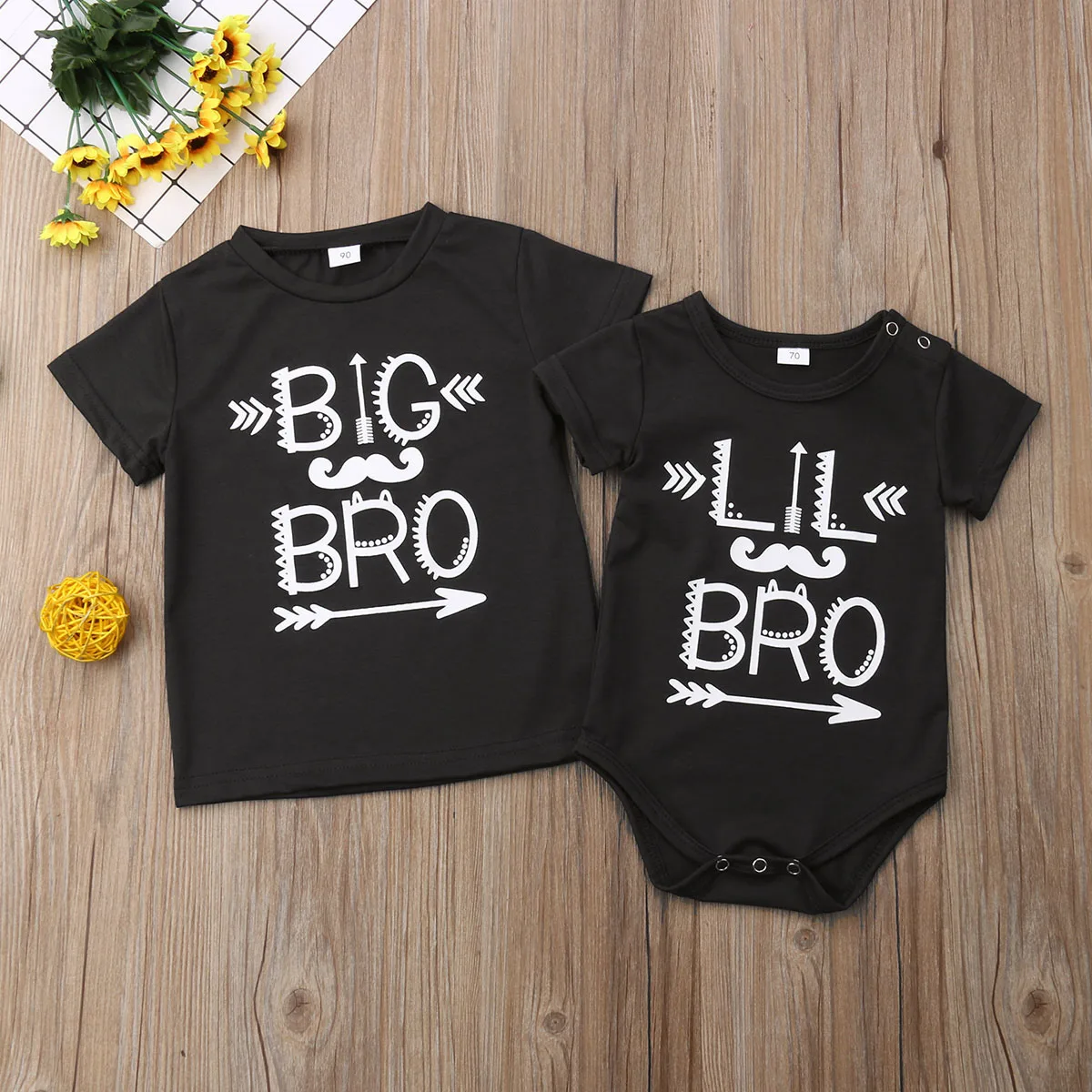 BG/_ Baby Kids Girl Little Big Sister Matching Clothes Romper Outfits T Shirt