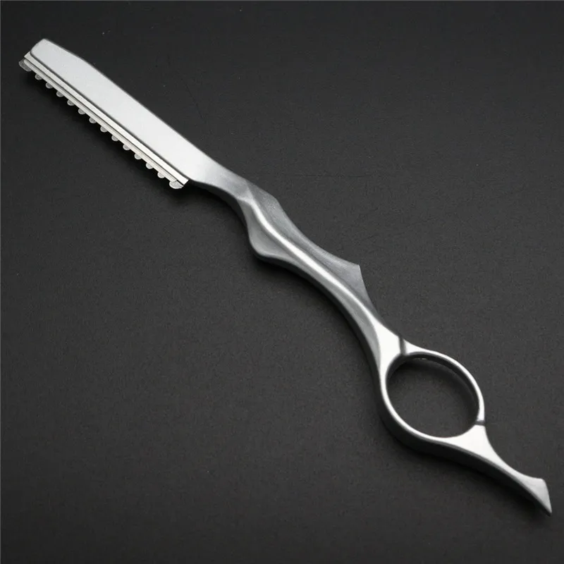 Японский парикмахерский бритвенный нож из нержавеющей стали, тонкий нож, профессиональная Мужская бритва, парикмахерские ножницы для прореживания, бритвенный салонный инструмент - Цвет: silver