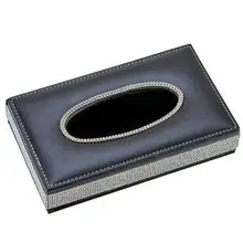 Домашний Автомобиль Bling горный хрусталь бумажный ящик для полотенец Салфетка чехол для салфеток черный