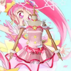 Аниме! Звезда Мерцание Precure Hoshina Hikaru Cure Звезда розовый Прекрасный Лолита платье Сексуальная Униформа косплэй костюм Бесплатная доставка