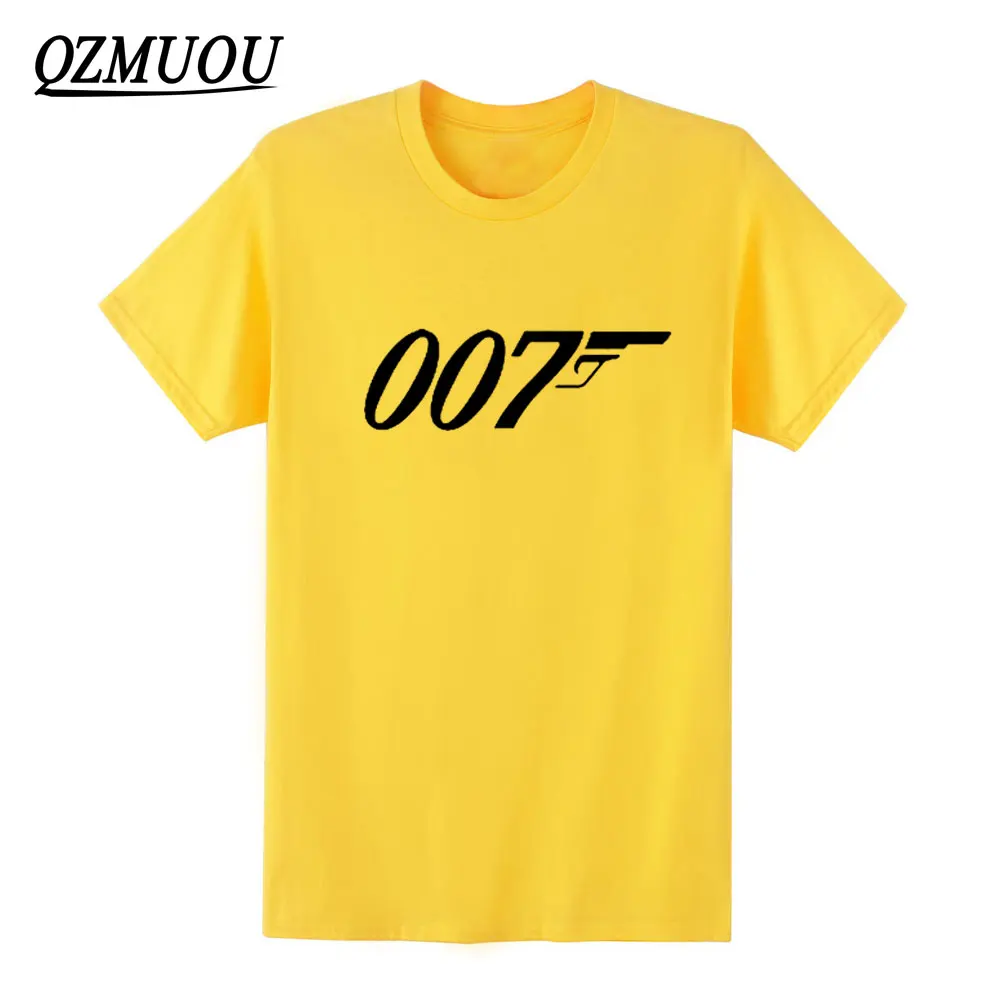 Новые брендовые качественные футболки с фильмом Джеймса Бонда 007, Модная хлопковая Мужская футболка с коротким рукавом и круглым вырезом, футболки, размер XS-XXL - Цвет: Yellow1