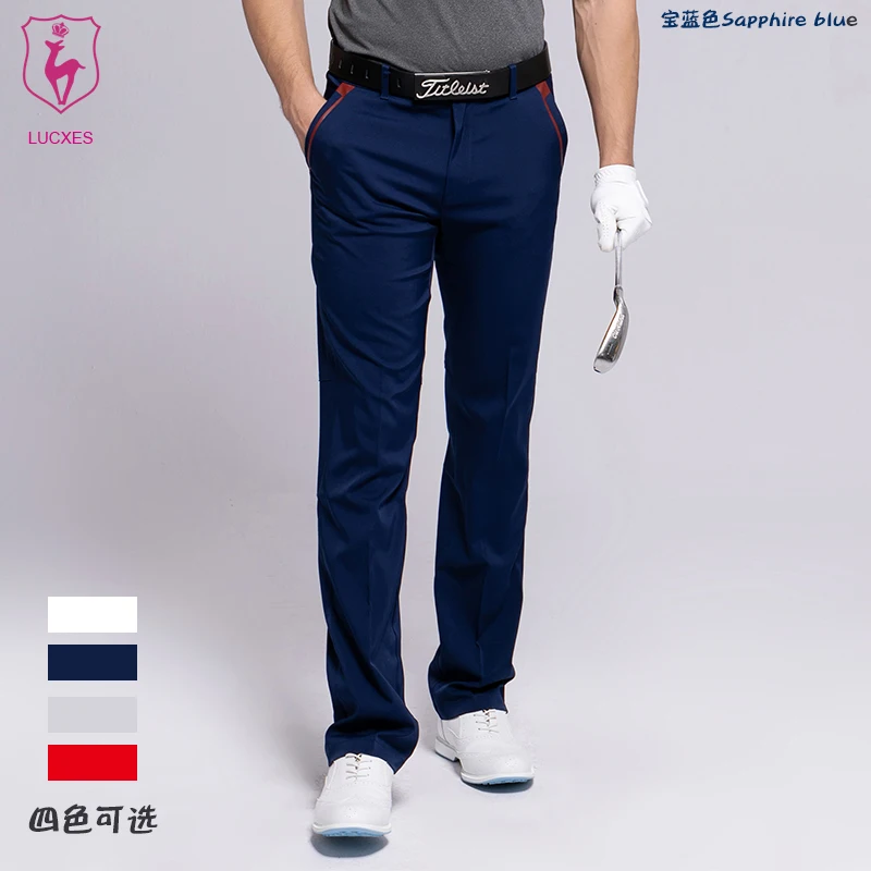 LUCXES new golf pants men clothing straight Elastic