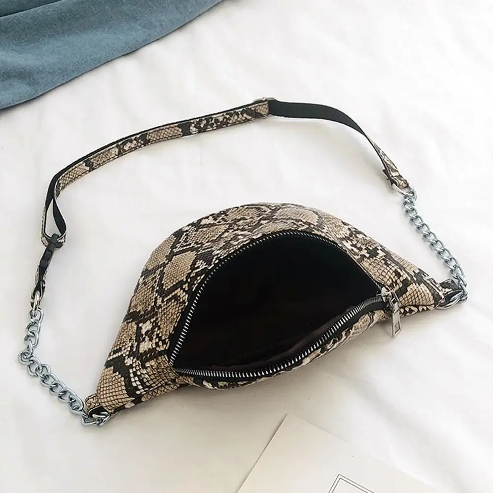 ثعبان طباعة حقيبة كتف الإناث حقائب الخصر سلسلة النساء بو الجلود Crossbody أكياس كيس من دوس Bolsas الأنثوية موهير Sac الرئيسية