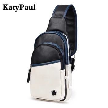 

KatyPaul Brand Men Messenger Bags Leather Casual Chest Pack High Quality Men's Travel Shoulder Bag Bag Crossbody Sacoche Homme