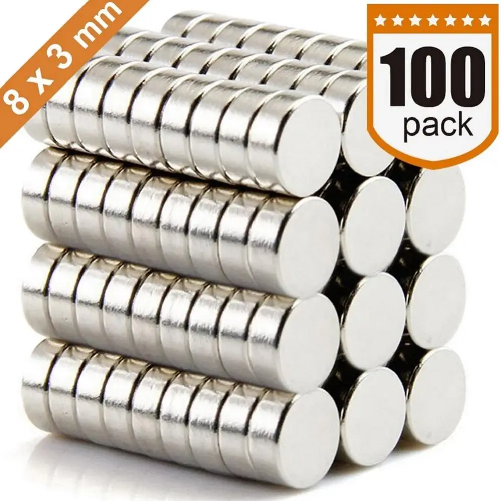 MIKEDE Refrigerator Magnets Premium Brushed Nickel Fridge Magnet,super strong magnet Office Magnets- 8 X 3 mm