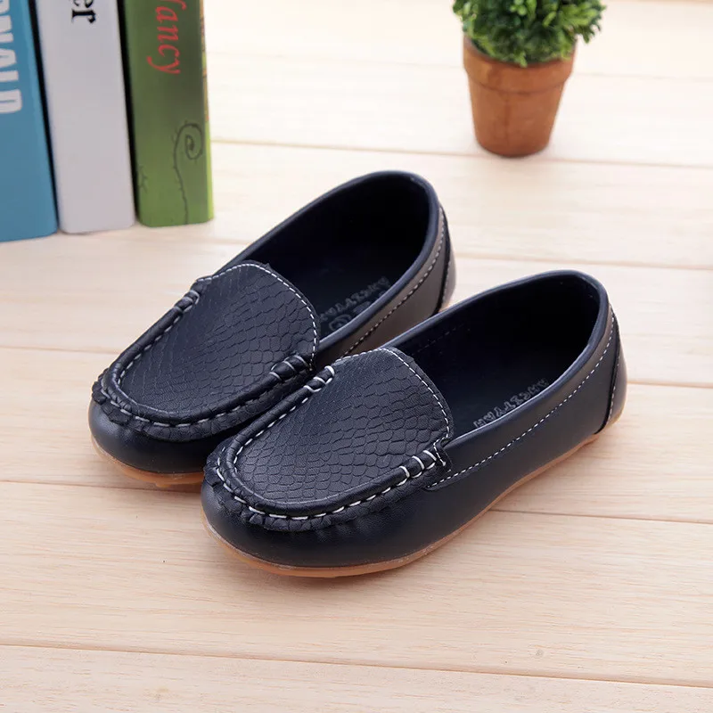 

2018 New Fashion Kids shoes all Size 21-36 Children PU Leather Sneakers For Baby shoes Boys/Girls Boat Shoes Slip On Soft