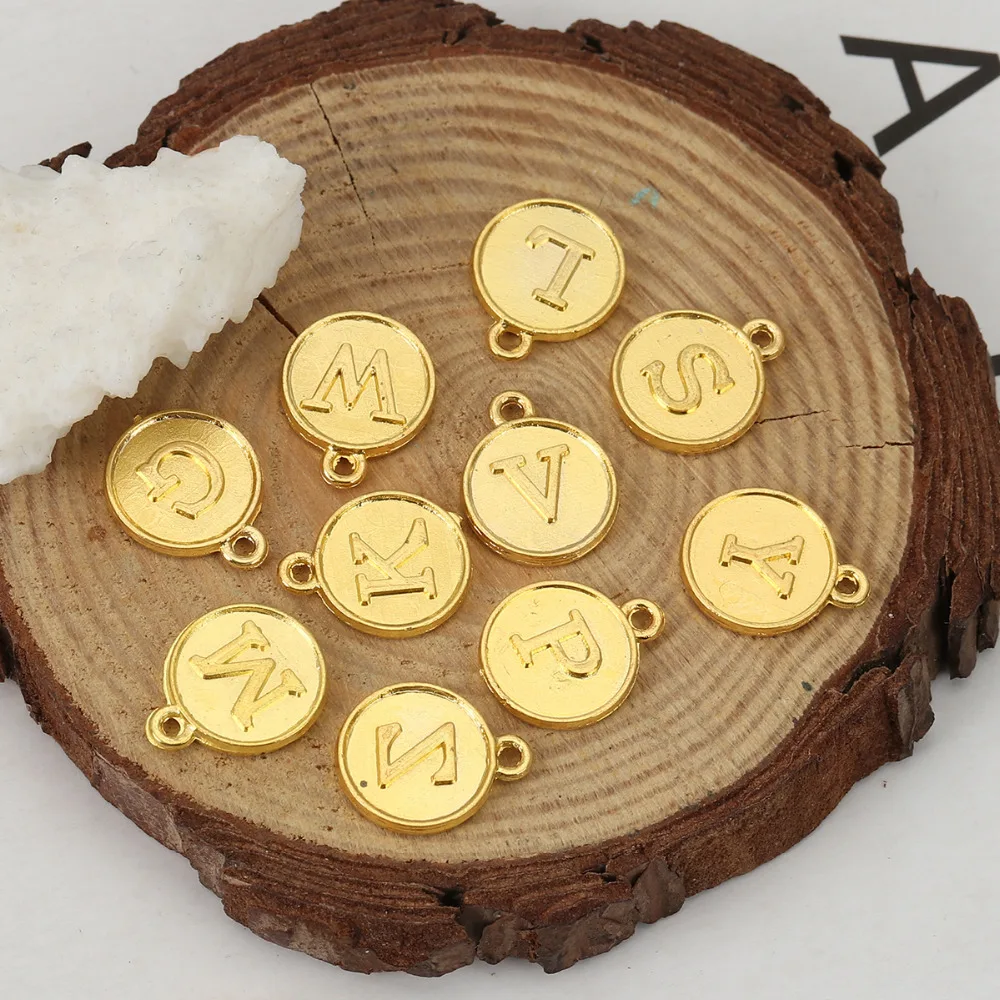 DoreenBeads амулеты из цинкового сплава, Круглые античные бронзовые смешанные начальные алфавиты/буквы сообщения "A-Z" 15 мм(5/") 1 Набор