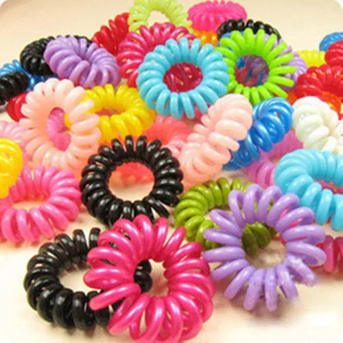 1pack(10pcs) Telephone Cord Elastic Ponytail Holders Hair Ring Scrunchies For Girl Rubber Band Tie