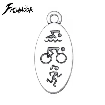 

Fishhook 20pcs/lot Sports Charms Run&swim&cycle Gifts Zinc Alloy Sporty Pendant for Jewelry Making