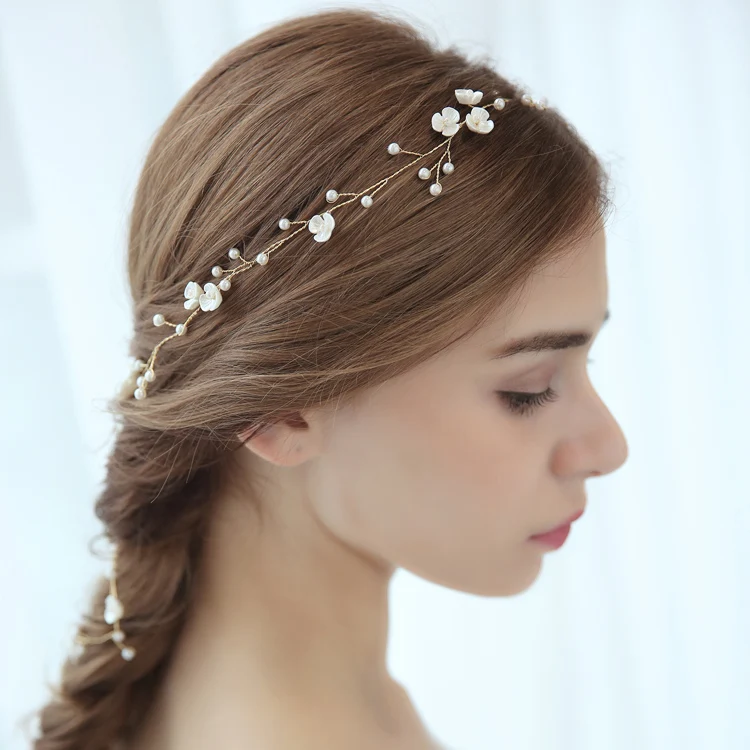 Delights-Headband-Enchanted-Blossom-Floral-Bridal-Long-Hair-Vine-Pearl-Wedding-Headbands-Baby-s-Breath-Vine