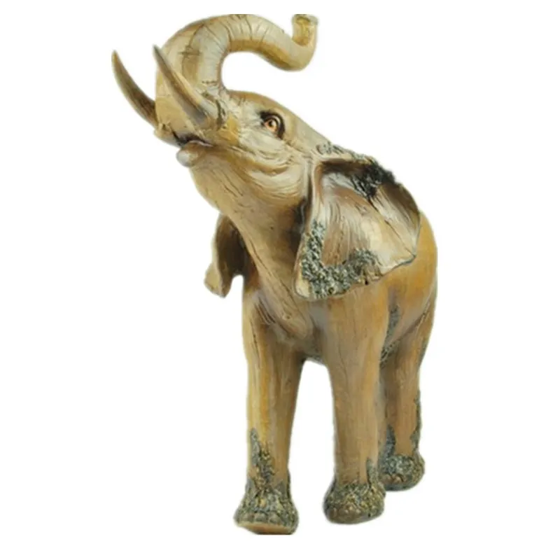 

33CM Elephant Faux Wood Decorative Figurine Art Sculpture Figurine Animal Statues Resin Crafts Home Decoration Accessories R528
