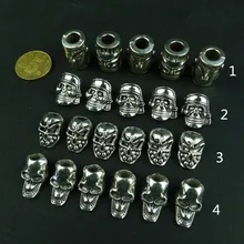 10 шт. Античные Серебряные Подвески Череп Бусины DIY Паракорд браслеты нож шнурок для фонарика подвесные аксессуары& KL003