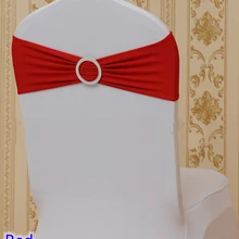 Красный цвет на стул для продажи створки с круглые пряжки для накидка на стул из спандекса лента лайкра пояс галстук-бабочка для свадьбы украшения