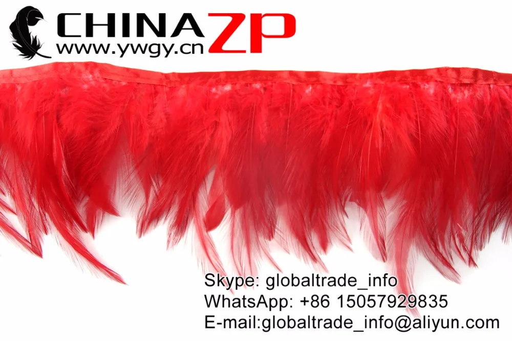Red Rooster Neck Hackle Feathers Fringe Trim (3)
