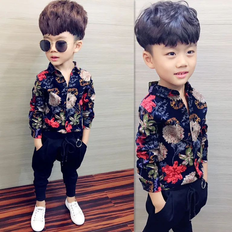 

Boys'Wear Spring and Autumn 2018 Boys' Long Sleeve Shirts Pure Cotton Chequered Wool Shirts
