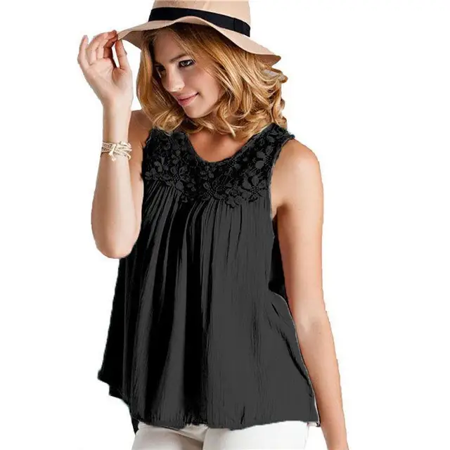 2016 Summer Style Women Casual Chiffon Blouses Solid Sleeveless Shirts