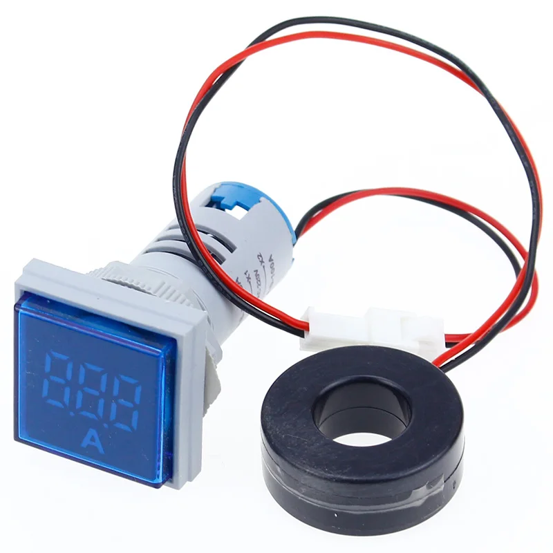 Квадратный светодиодный вольтметр и амперметр, измеритель напряжения, измеритель тока, переменный ток 60-500 В 0-100A D18, Прямая поставка - Цвет: Blue Current Meters