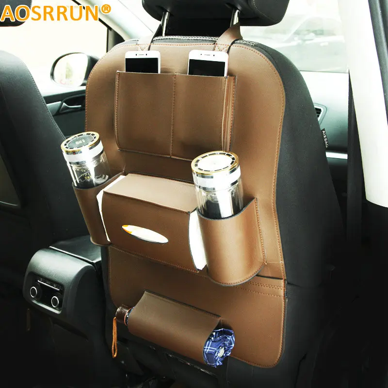 AOSRRUN Car Accessories Leather Multi function car seats backpack For BMW X5 X6 X3 X4 F15