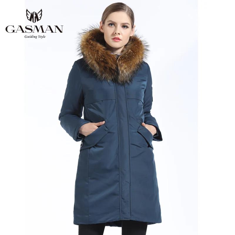 

GASMAN 2018 New Winter Women Bio Down Jacket Brand Hooded Coat Women Down Parka Long With Natural Fur Collar Clothes Winter
