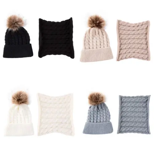 

2Pcs Fashion Baby Boys Girls Children Winter Cap Knitted Warm Hat and Scarf Set Hot