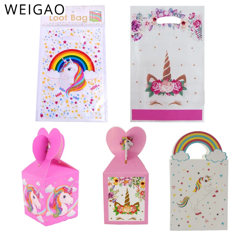 

Plastic Gift Bags Unicorn Colored Gift Box Paper Gift Pack Box Unicorn Birthday Supplies Party Decoration Candy Toys Storage Bag