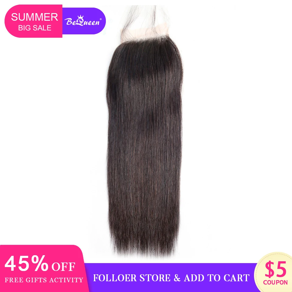

Bequeen Lace Frontal Closure With Baby Hair Human Hair Lace Closure Virgin Peruvian Straight wave Hair Weave Swiss Lace Frontal