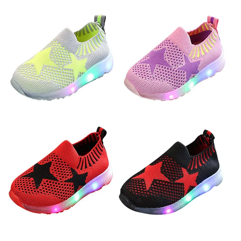 

2018 Autumn Boy Girls Comfortable LED Sneakers Baby Fashion Mesh Breathable Casual Shoes Children's Shoes