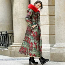 XXXL Top Grade New Cotton Parka Coat 2016 Winter Women Hoodies Fox Fur Print Cotton Padded