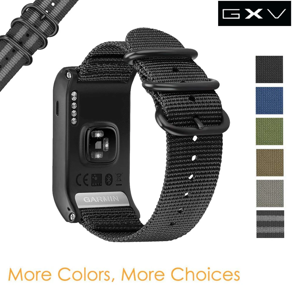 GXV 22mm Premium Nylon Strap Ring Metal Buckle Watch Band Black for Garmin VIVOACTIVE HR Sports GPS Smart Watch with Tools|Smart Accessories| - AliExpress